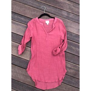 St Johns Bay Women￼ V-Neck Blouse Top w/ Adjustable sleeves-Size Extra Small￼ XS